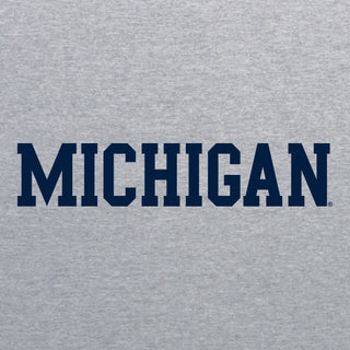 Basic Block University of Michigan Womens Basic Cotton Short Sleeve T Shirt - Sport Grey