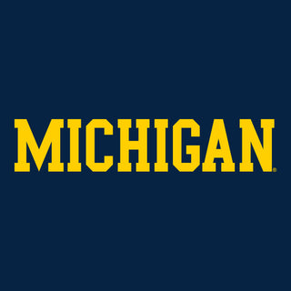 Basic Block University of Michigan Womens Basic Cotton Long Sleeve T Shirt - Navy