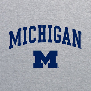 Michigan Wolverines Arch Logo Long Sleeve T Shirt - Sport Grey