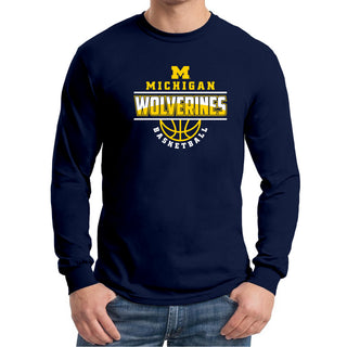 Michigan Basketball Peak Basic Cotton Long Sleeve T Shirt - Navy