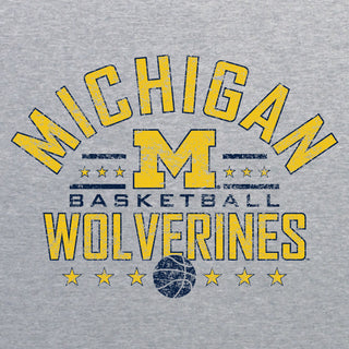 Basketball Arch Stars University of Michigan Basic Cotton Short Sleeve T Shirt - Sport Grey