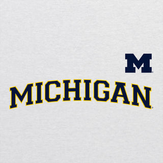 Baseball Jersey Print University of Michigan Triblend Short Sleeve T Shirt - Heather White