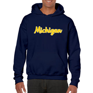 University of Michigan Wolverines Basic Script Heavy Blend Hoodie - Navy