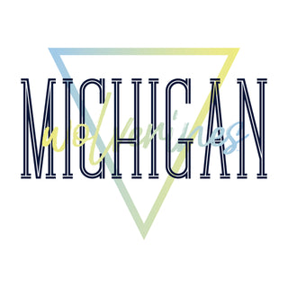 University of Michigan Wolverines Gradient Triangle Basic Cotton Short Sleeve T Shirt - White