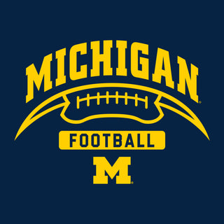 University of Michigan Wolverines Football Crescent  Basic Cotton Long Sleeve T Shirt - Navy