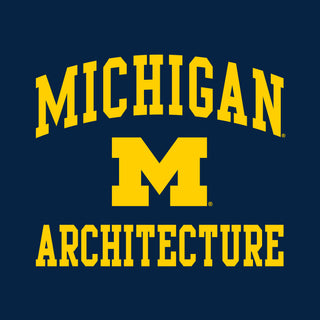 Arch Logo Architecture University of Michigan Basic Cotton Short Sleeve  T-Shirt - Navy
