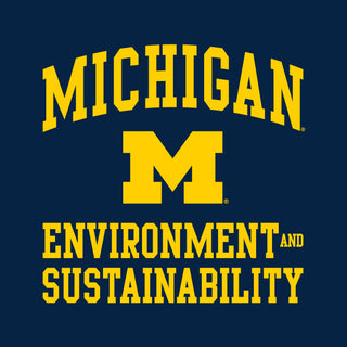 Arch Logo Environment & Sustainability University of Michigan Basic Cotton Short Sleeve T-Shirt - Navy