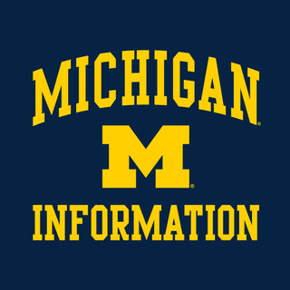 Arch Logo Information University of Michigan Basic Cotton Short Sleeve T-Shirt - Navy