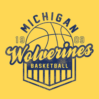 Basketball Shield University of Michigan Basic Cotton Short Sleeve T-Shirt - Maize