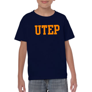 University of Texas at El Paso Miners Basic Block Short Sleeve Youth T Shirt - Navy