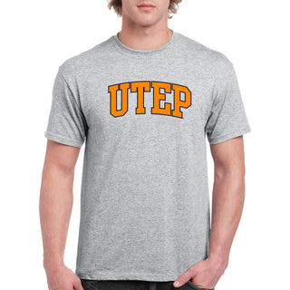 University of Texas at El Paso Miners Arch Logo Short Sleeve T Shirt - Sport Grey