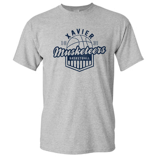 Xavier University Musketeers Vintage Basketball Shield Short Sleeve T Shirt - Sport Grey