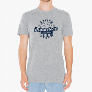 Xavier University Musketeers Vintage Basketball Shield Short Sleeve T Shirt - Sport Grey
