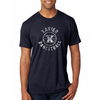 Xavier University Musketeers Basketball Distress Short Sleeve T-Shirt - Vintage Navy